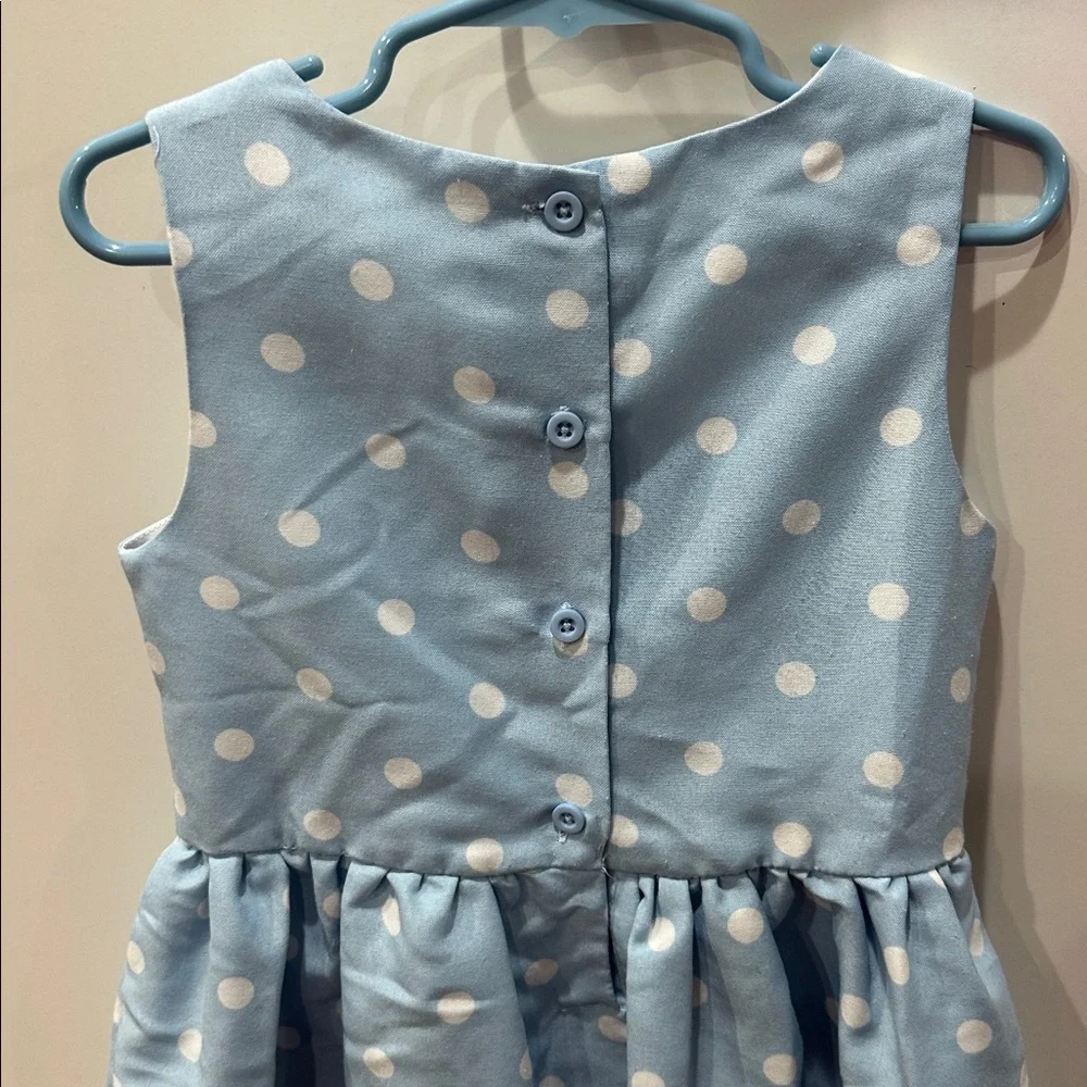 Tahari Girl Light Blue Dress with White Dots Size 5